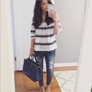Stripe off the shoulder top